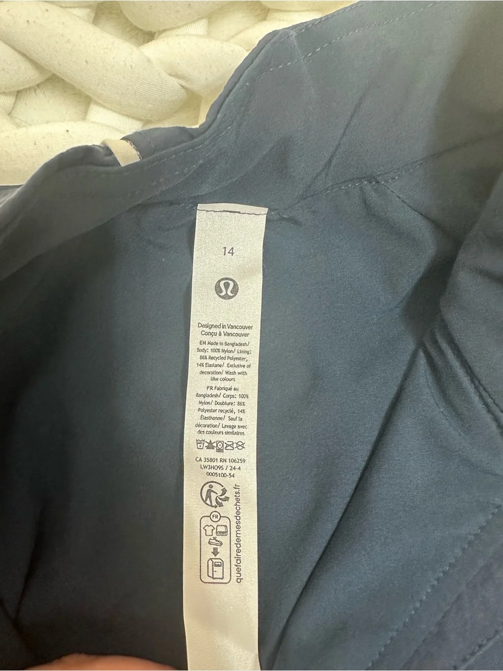 lululemon athletica Navy Windbreaker Jacket with White Piping